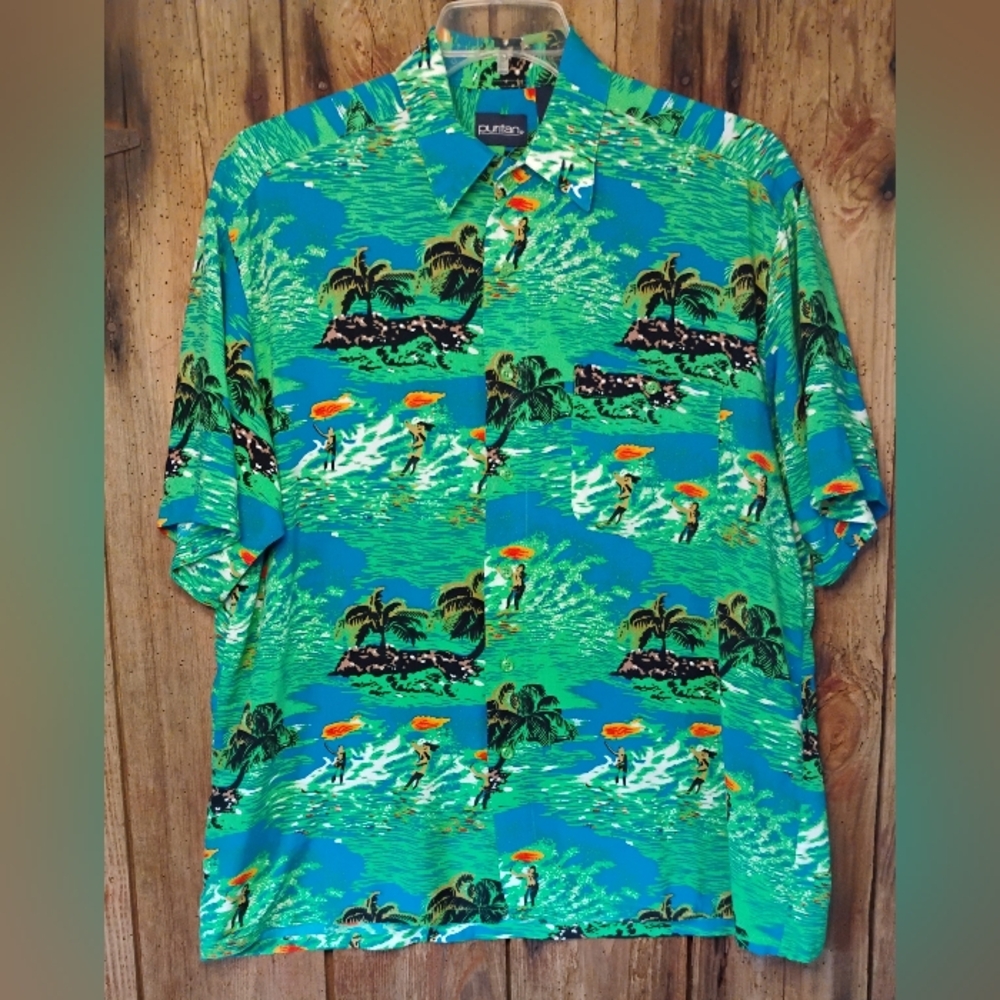 80's Puritan Hawaiian Men's Shirt Tropical Sz XL Bright Colors
